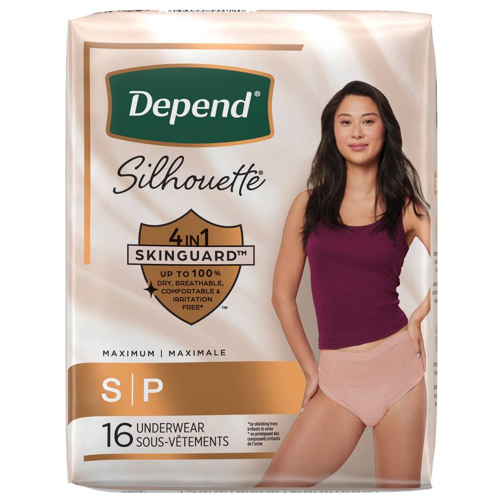 Depend Silhouette 4 in 1 Skinguard Adult Incontinence & Postpartum Underwear For Women Maximum Absorbency (s/pink)