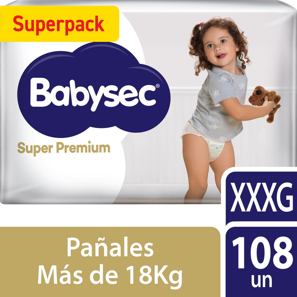 Babysec · Super premium pañales desechables - XXXG (108 un)