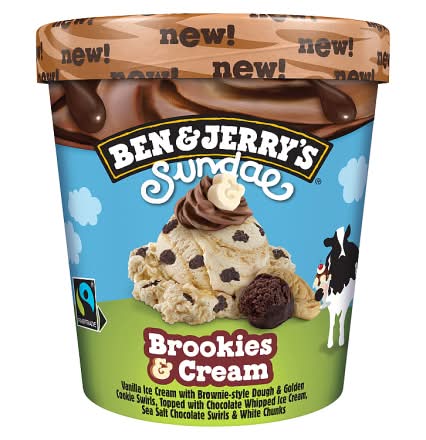 Ben & Jerry's Brookies & Cream, Sundae Ice Cream (427ml)