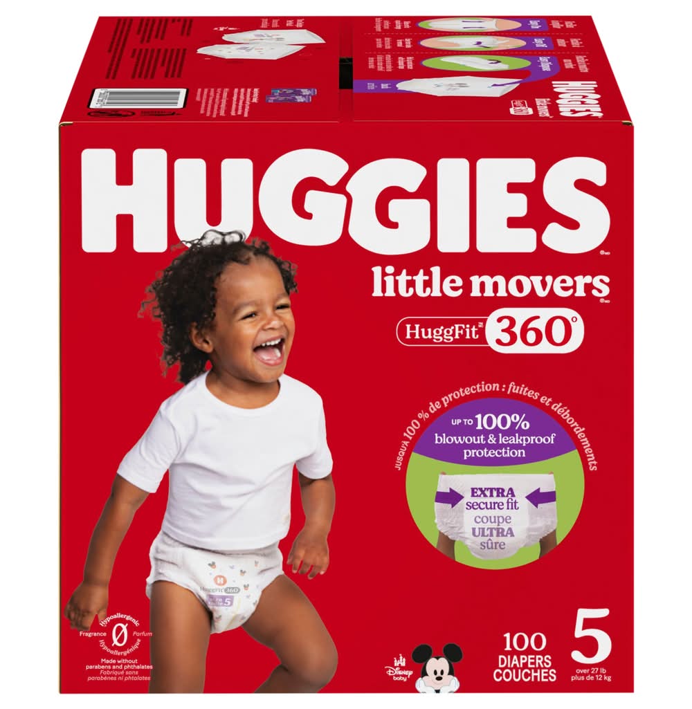 Huggies Little Movers Huggfit 360° Baby Diaper, Stage 5 (100 ct)