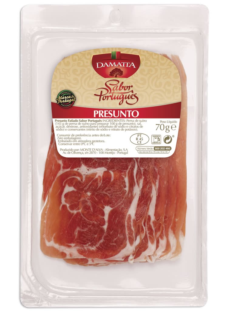 Damatta - Presunto sabor português fatiado, embalagem de 70 g