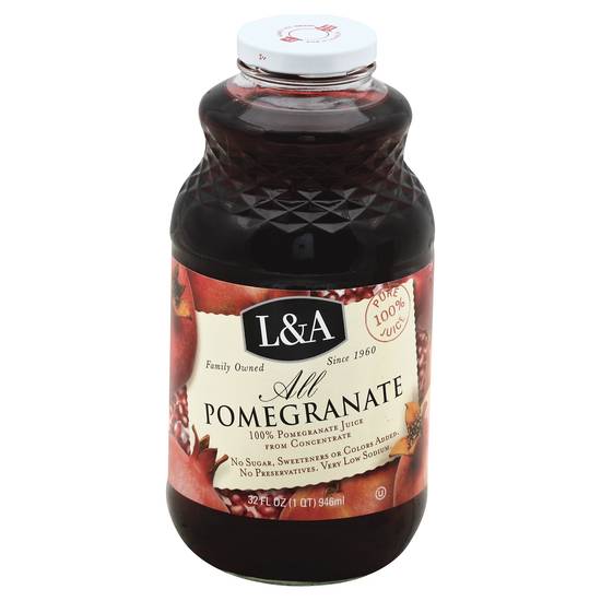 L&A 100% Juice, Fresh Pressed, Pomegranate, Bottle (32 fl oz)