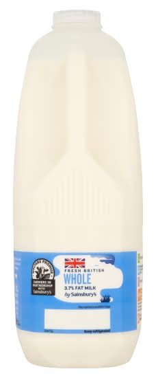 Sainsbury's Fresh British Whole Fat Milk (3.41L)