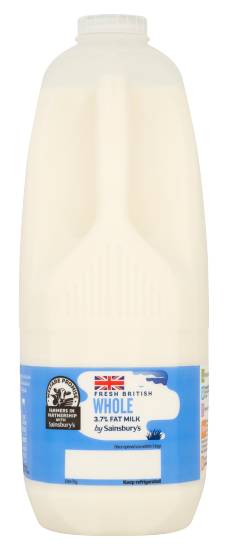 Sainsbury's Fresh British Whole Fat Milk (3.41L)