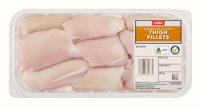 Coles RSPCA Approved Chicken Thigh Fillets Large Pack approx. 1.2kg