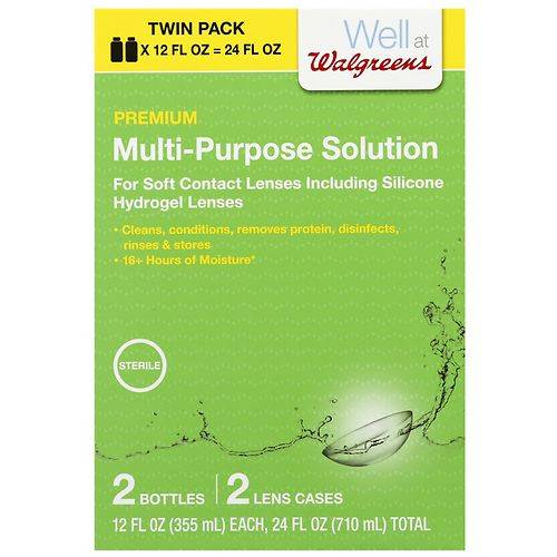 Walgreens Premium Multi-Purpose Solution With Lens Case - 12.0 oz x 2 pack