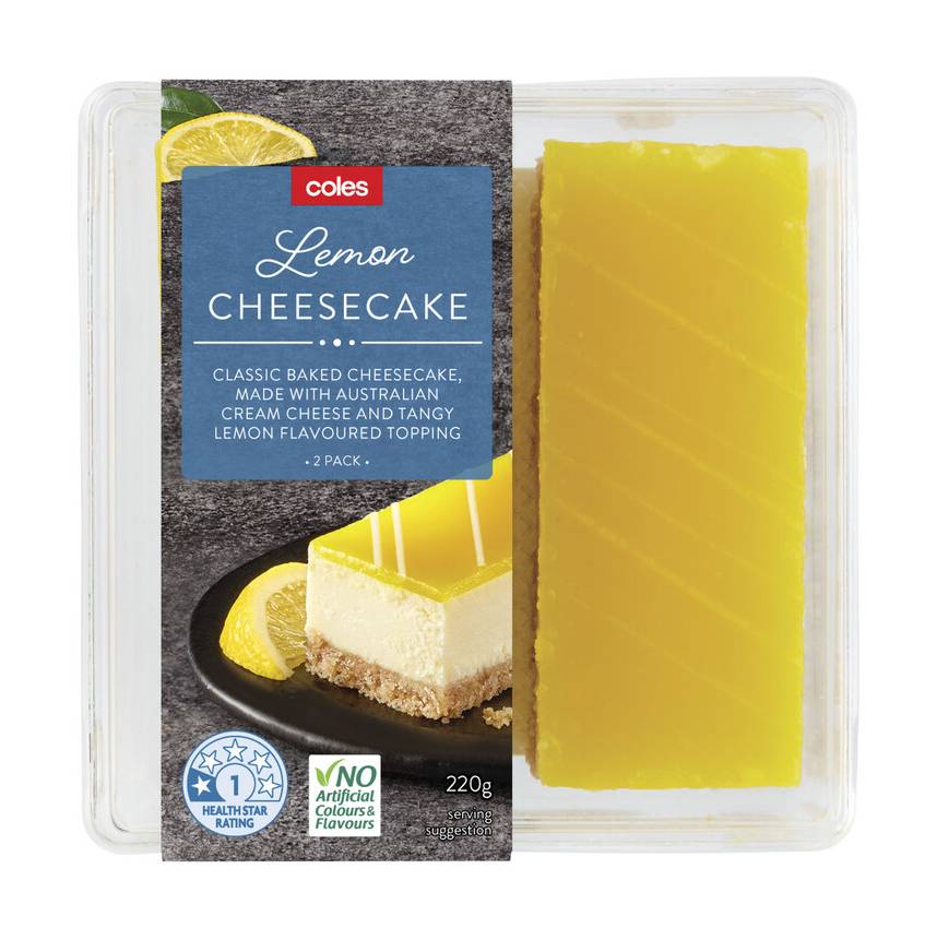 Coles Cheese Cake Slices, Lemon (220g, 2 pack)