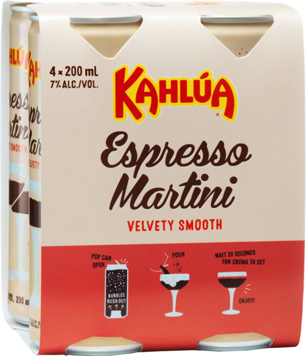 Kahlua Espresso Martini Cocktail Can 200ml X 4 pack