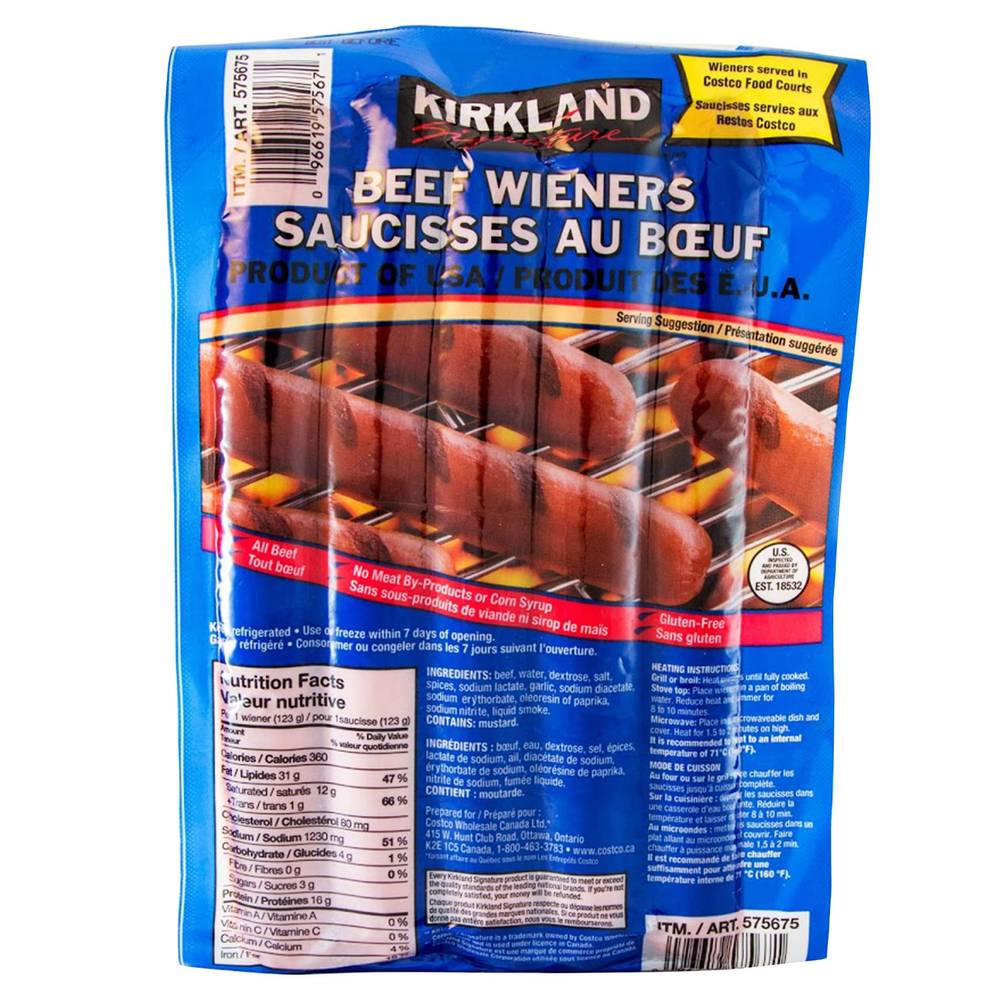 Kirkland Signature Beef Wieners, 1.72 Kg