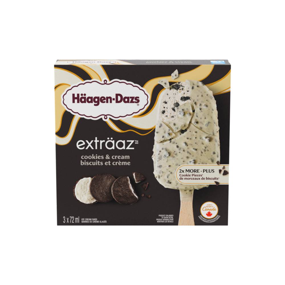 Häagen-Dazs Exträaz Cookies & Cream Ice Cream Bars (216 g, 3 ct)