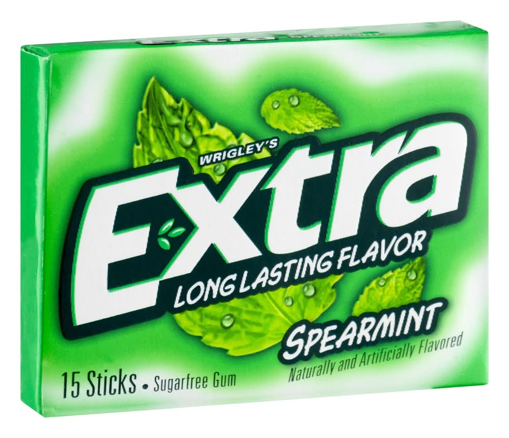 Extra Wrigley's Long Lasting Sugarfree Gum, Spearmint (2 oz, 15 ct)
