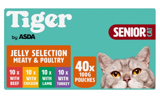 ASDA Tiger Meaty & Poultry Selection in Jelly Cat Food 8+ Years (40 pack)