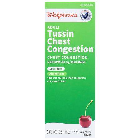 Walgreens Adult Tussin Chest Congestion Liquid Natural Cherry - 8.0 fl oz