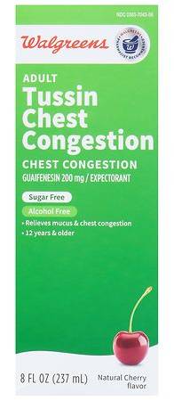 Walgreens Adult Tussin Chest Congestion Liquid Natural, Cherry (8 fl oz)