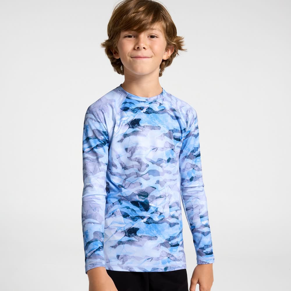 DSG Youth Cold Weather Compression Long Sleeve Shirt (Ice Camo Print, L)