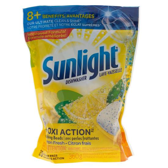 Sunlight Oxi Lemon Scented Dishwashing Detergent (20ct / 360(260)g)