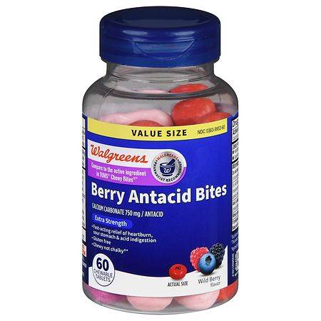 Walgreens Antacid Bites Chewable Tablets Extra Strength Wild Berry