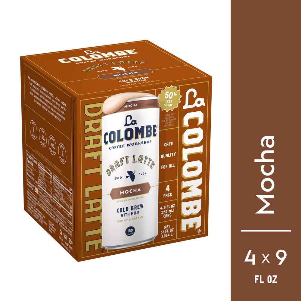 La Colombe Draft Latte Canned Cold Brew Coffee, Mocha (4 x 9 fl oz)