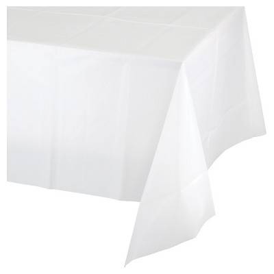 Spritz Plastic Table Cloth, 132.5 cm X 274.4 cm, White