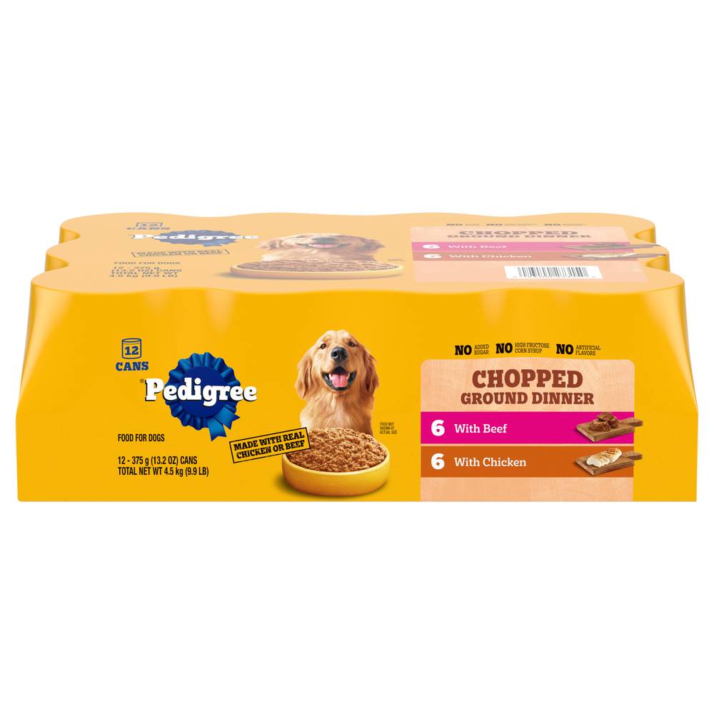 Pedigree Choppped Ground Dinner Chicken/Beef Dog Food (9.9 lbs, 12 ct)