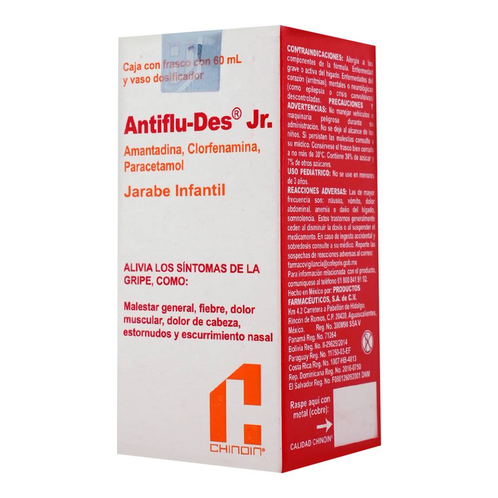 CHINOIN · Antiflu-des cápsulas 50 mg/3 mg/300 mg (24 un)