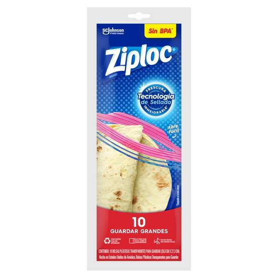 Bolsas para Guardar Ziploc Grandes 10 Bolsas