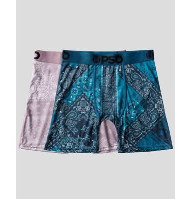 PSD Paisley Maze Print Briefs, Men, L, Teal/Mauve (2 ct)