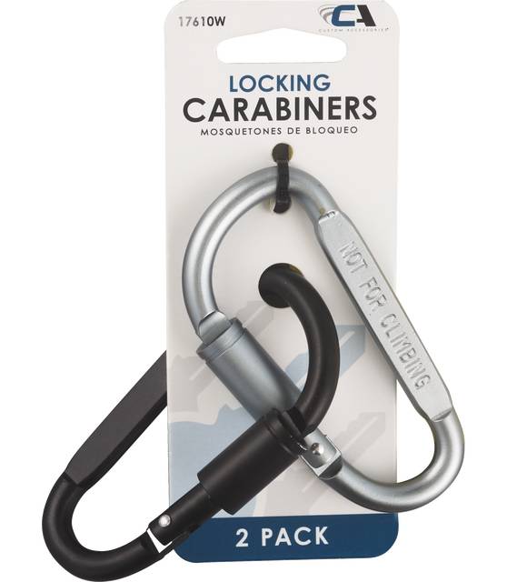 Utility Series Metal Locking Carabiner, Black-Gray (2 ct)