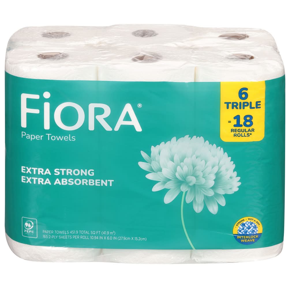 Fiora 2-Ply Extra Strong Absorbent Triple Paper Towels, 10.94X6 in (6 ct)