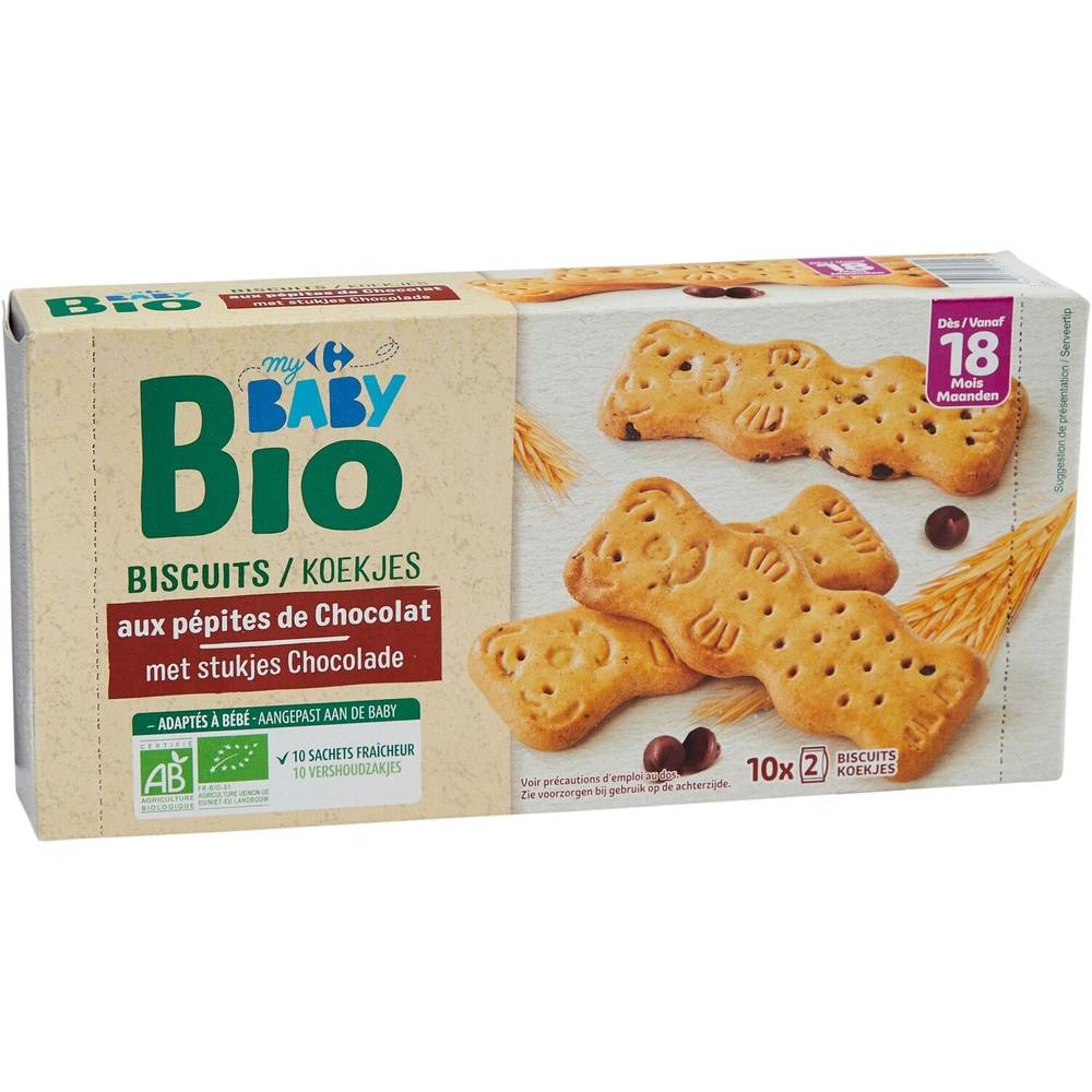 Carrefour - Baby bio biscuits bébé 18 mois pépites chocolat (200g)