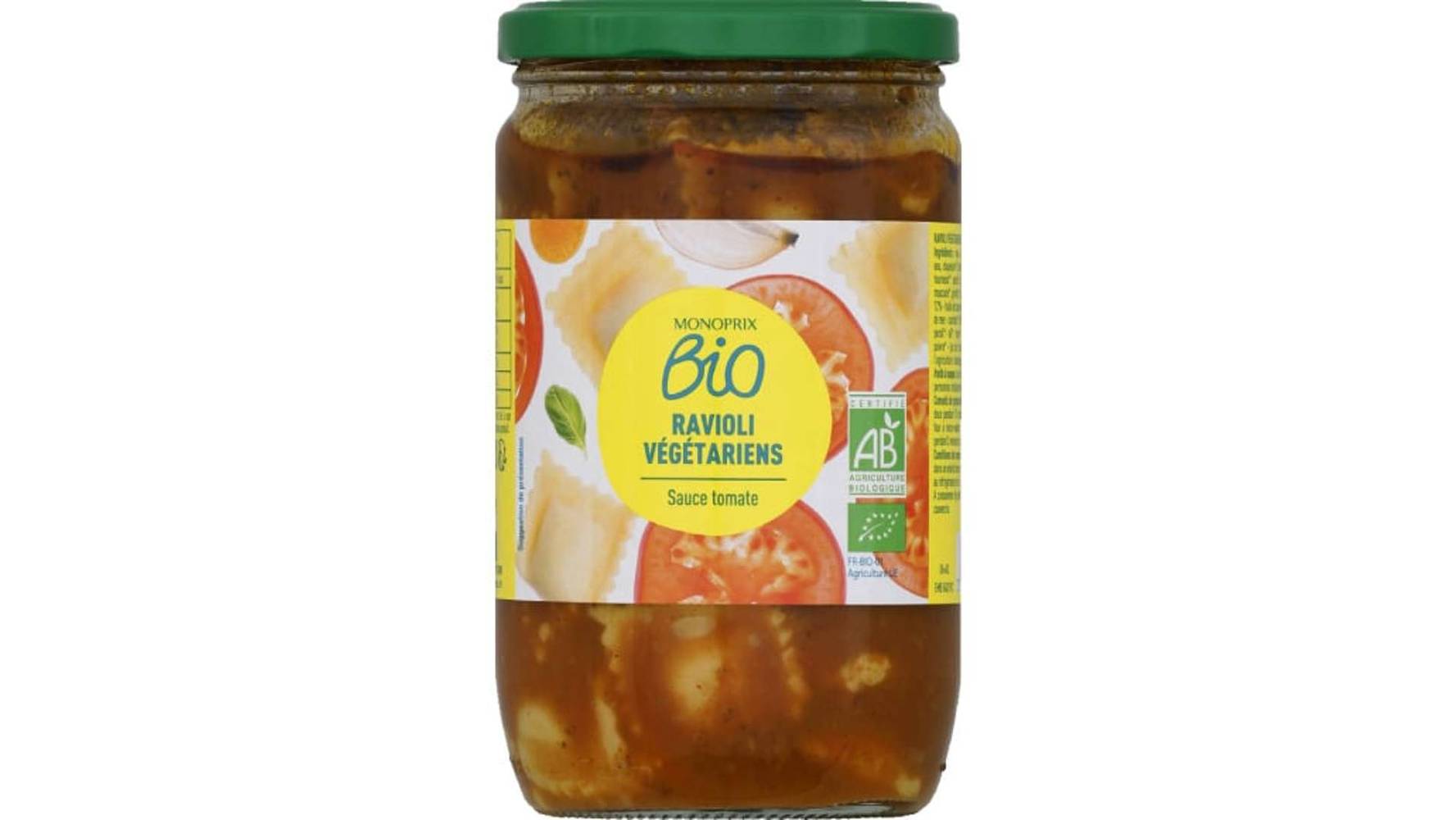 Monoprix Bio Ravioli végétariens sauce tomate bio Le bocal de 650 g