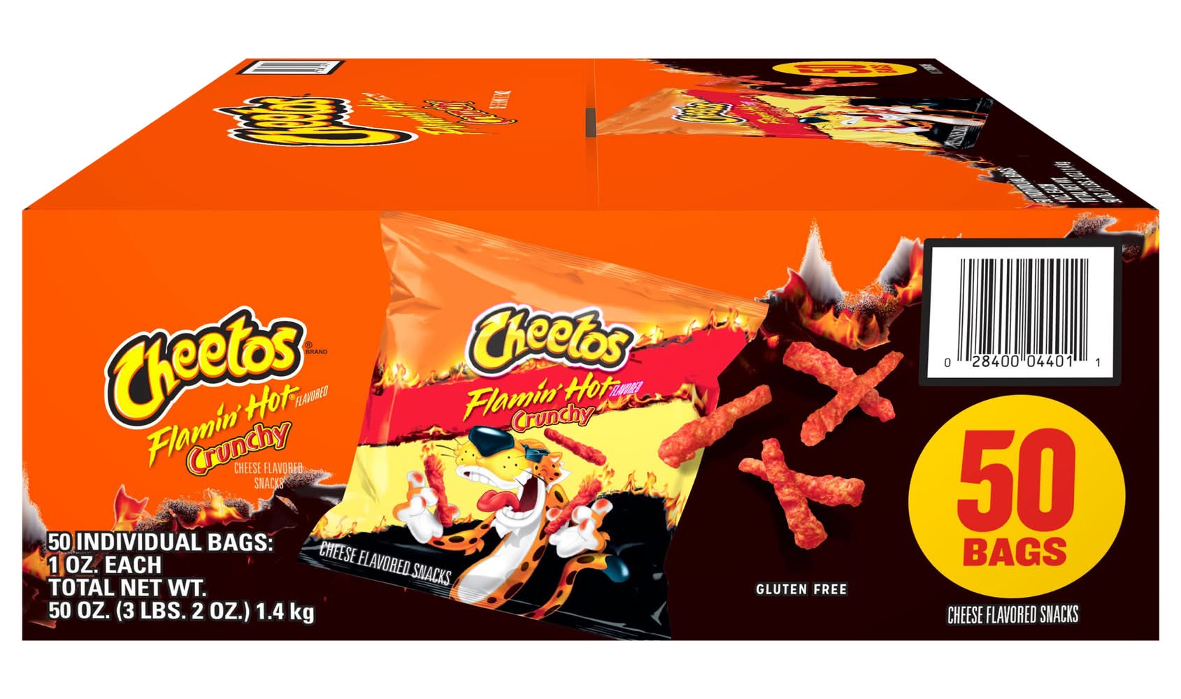 Cheetos Crunchy Snacks, Flamin' Hot Cheese (50 x 1 oz)