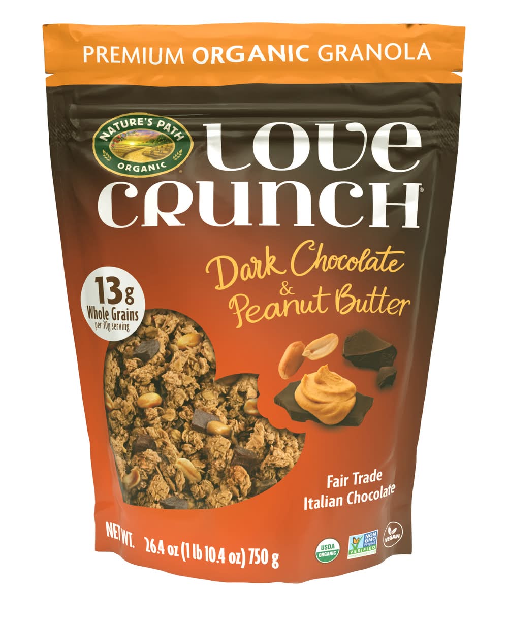 Nature's Path Love Crunch Premium Organic Granola, Dark Chocolate-Peanut-Butter (16.4 oz)