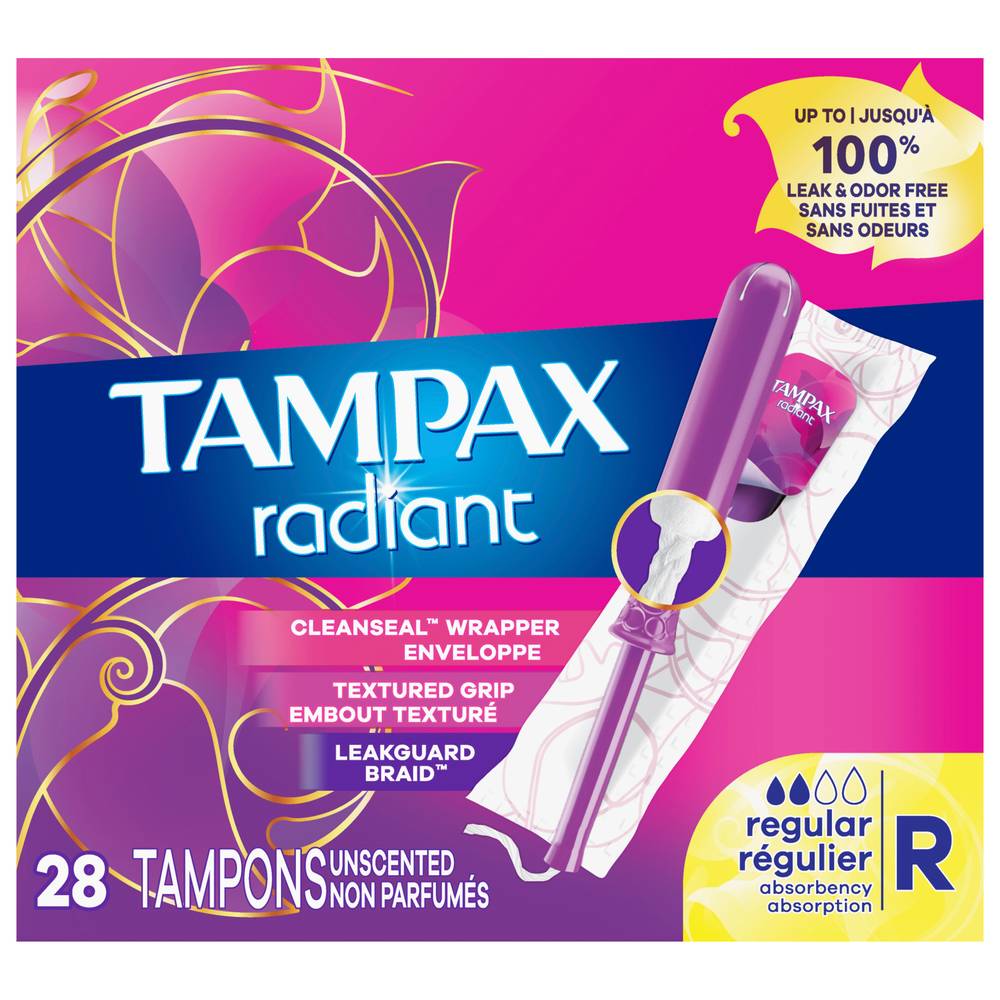 Tampax Radiant Regular Absorbency Tampons (28 ct)