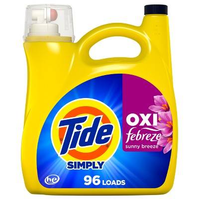 Tide Simply Liquid Laundry Detergent, Oxi Febreze Sunny Breeze (137 fl oz)