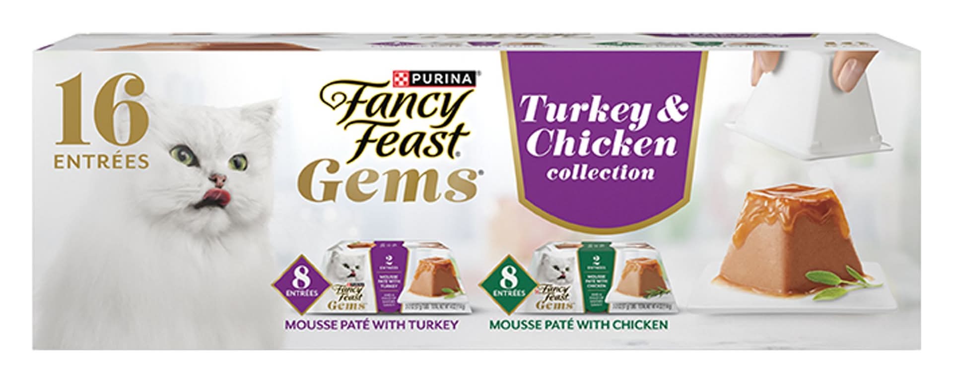 Fancy Feast® Gems® Adult Wet Cat Food - Mousse Pate, Variety Pack, 8 Ct, 32 Oz (Flavor: Chicken & Turkey, Size: 8 Ct)