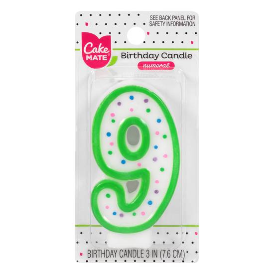 Cake Mate 3 Inch 9 Numeral Birthday Candle