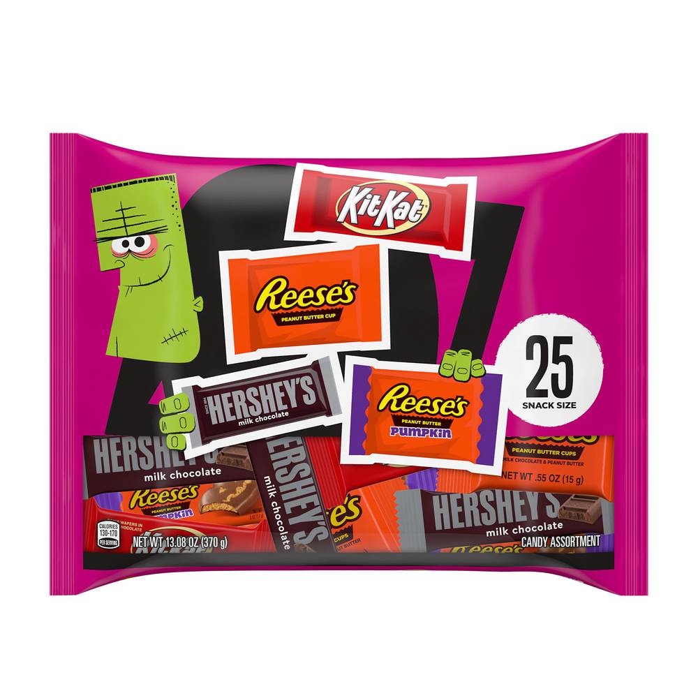 Hershey's Milk Chocolate Assortment Snack Size, Halloween Candy Variety Bag (13.08 oz)