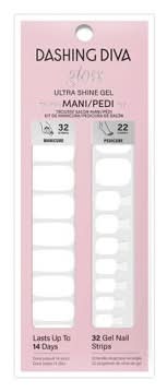 Dashing Diva Mani Pedi Gloss Gel Nail Strips Kit, White Flag (54 ct)