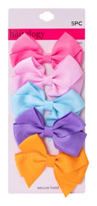 Hair Bows 5-Count Orange Multi