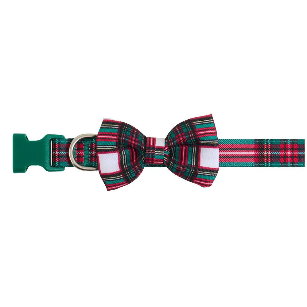 Merry & Bright Plaid Dog Colla, Small, Green-Red-White