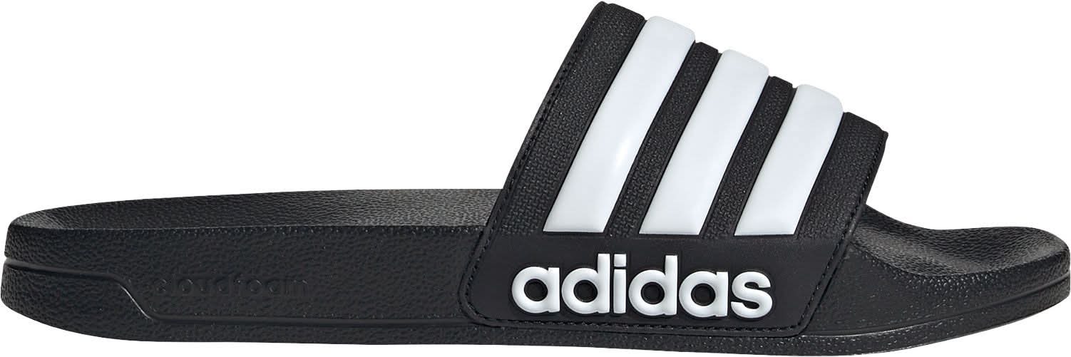 adidas Men's Adilette Shower Slides (Black/White/Black, 12.0)