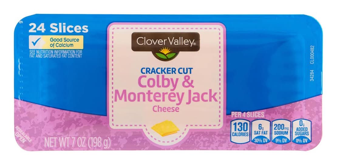 Clover Valley Cracker Cut Colby & Monterey Jack Cheese Slices (7 oz, 24 ct)