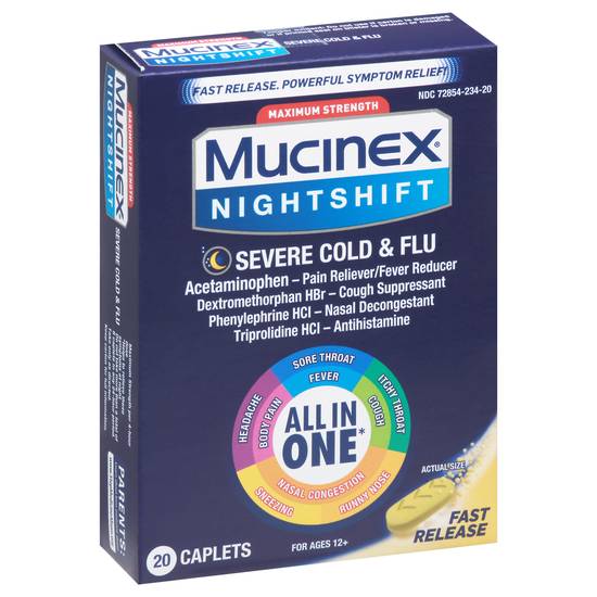 Mucinex Night Shift Maximum Strength Severe Cold & Flu (20 ct)