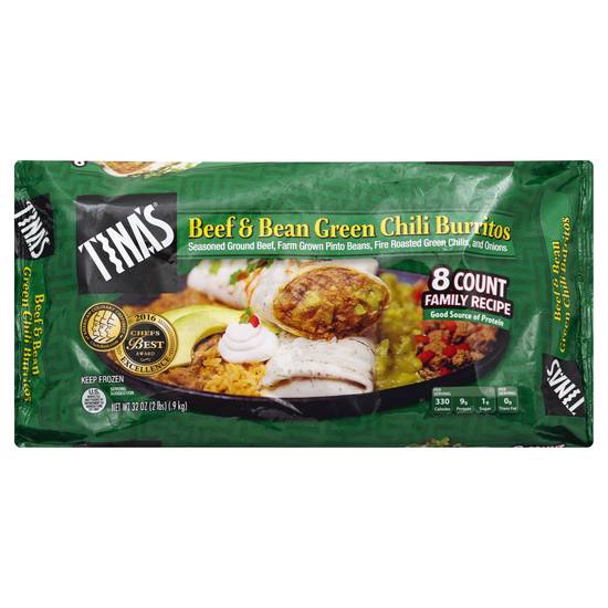 Tina's Beef and Bean Green Chili Burritos (8 ct)