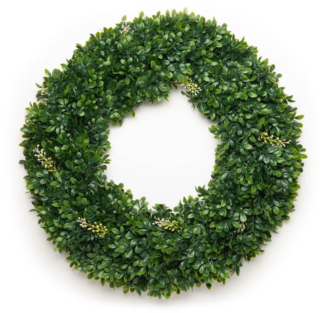 naturae decor 23-in Green Indoor/Outdoor Hanging Boxwood Artificial wreath