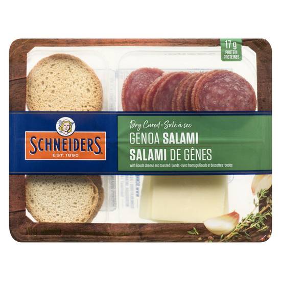 Schneiders trousse-collation au salami de gênes salé sec - dry cured genoa salami snack kit (75 g)