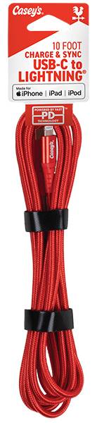 Casey's 10FT Braided USB C-MFI Cable Assorted