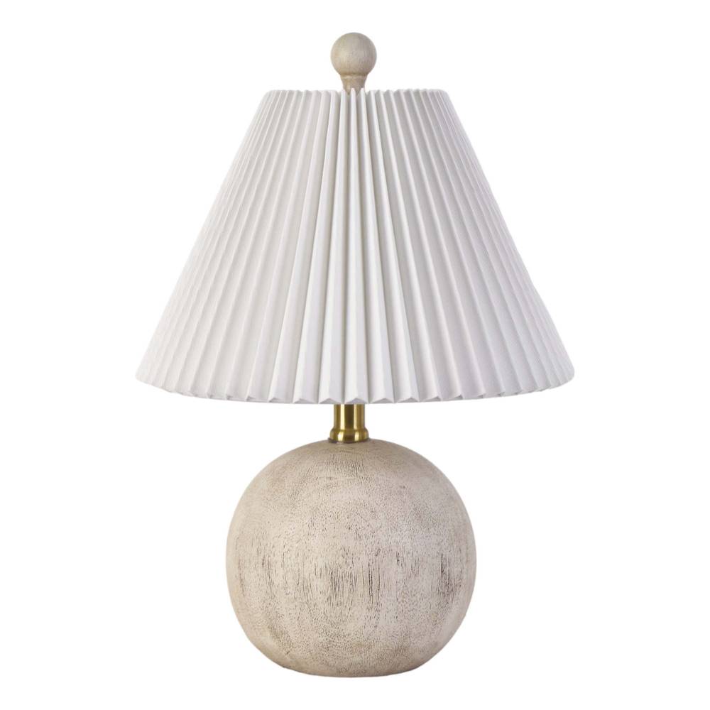 allen + roth Woodgrain Led 3-way Table Lamp With Linen Shade, 17.25", White