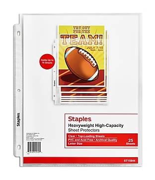 Staples High-Capacity Heavyweight Sheet Protectors 15944, 8.5" x 11" (25 ct)